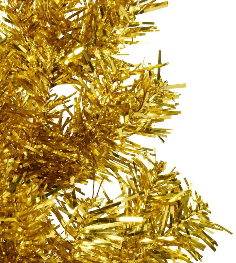 Meia árvore de Natal fina com suporte 120 cm dourado