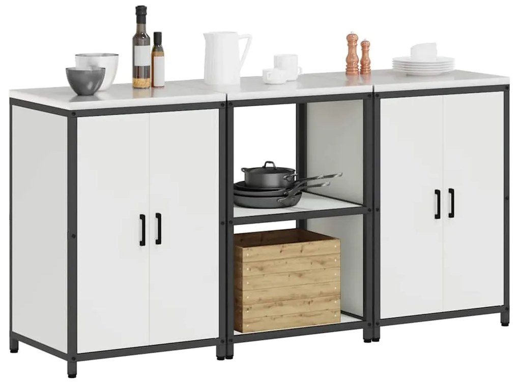 Conjunto de Armazenamento de Cozinha 3 pcs Branco