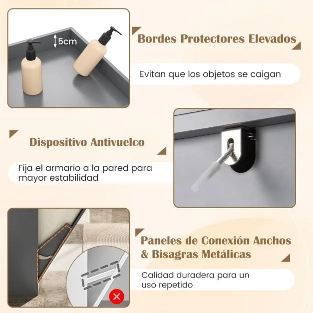 Armário de banho com prateleira ajustável e saco de roupa suja com alças longas e curtas para banheiro 40 x 40 x 170 cm cinza