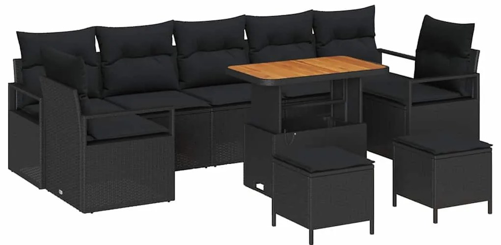 Conjunto de Sofá de Jardim 10 pcs Preto Rattan Sintético
