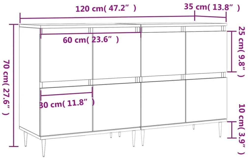 Aparadores 2 pcs derivados de madeira cinzento cimento