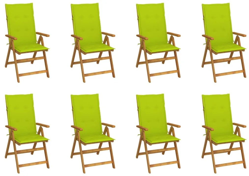 vidaXL Cadeiras de jardim dobráveis c/ almofadões 8 pcs acácia maciça