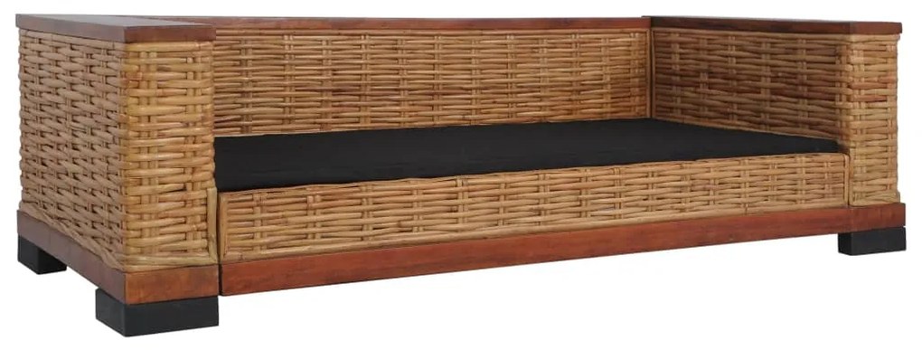 2 pcs conjunto de sofás com almofadões vime natural castanho