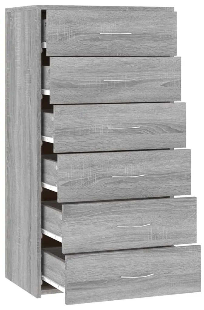 Aparador c/ 6 gavetas 50x34x96cm derivados madeira cinza sonoma
