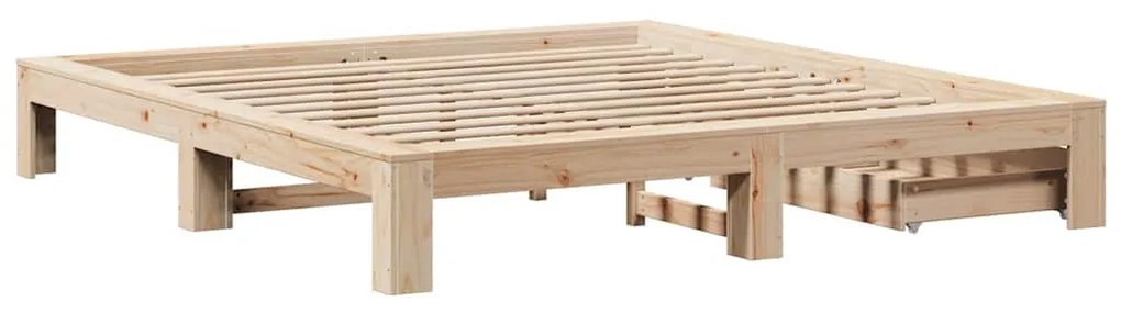 Cama sem colchão 200x200 cm madeira de pinho maciça