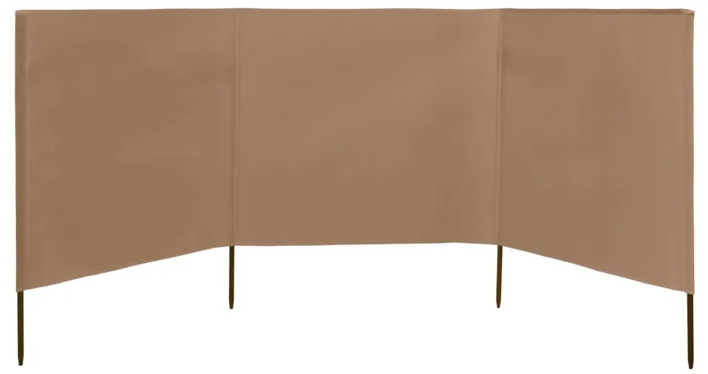 Para-vento com 3 painéis tecido 400x120 cm cinzento-acastanhado