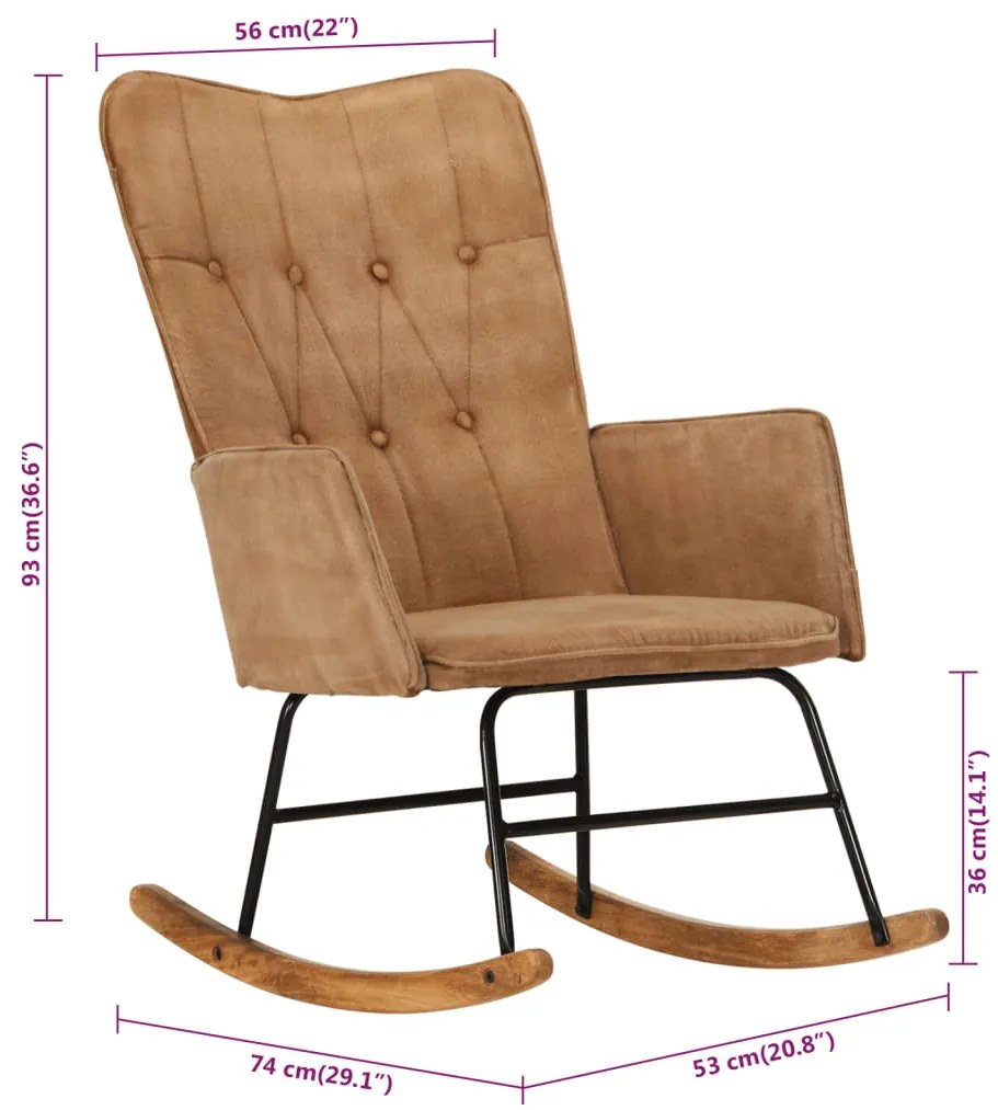 Cadeira de baloiço lona vintage castanho