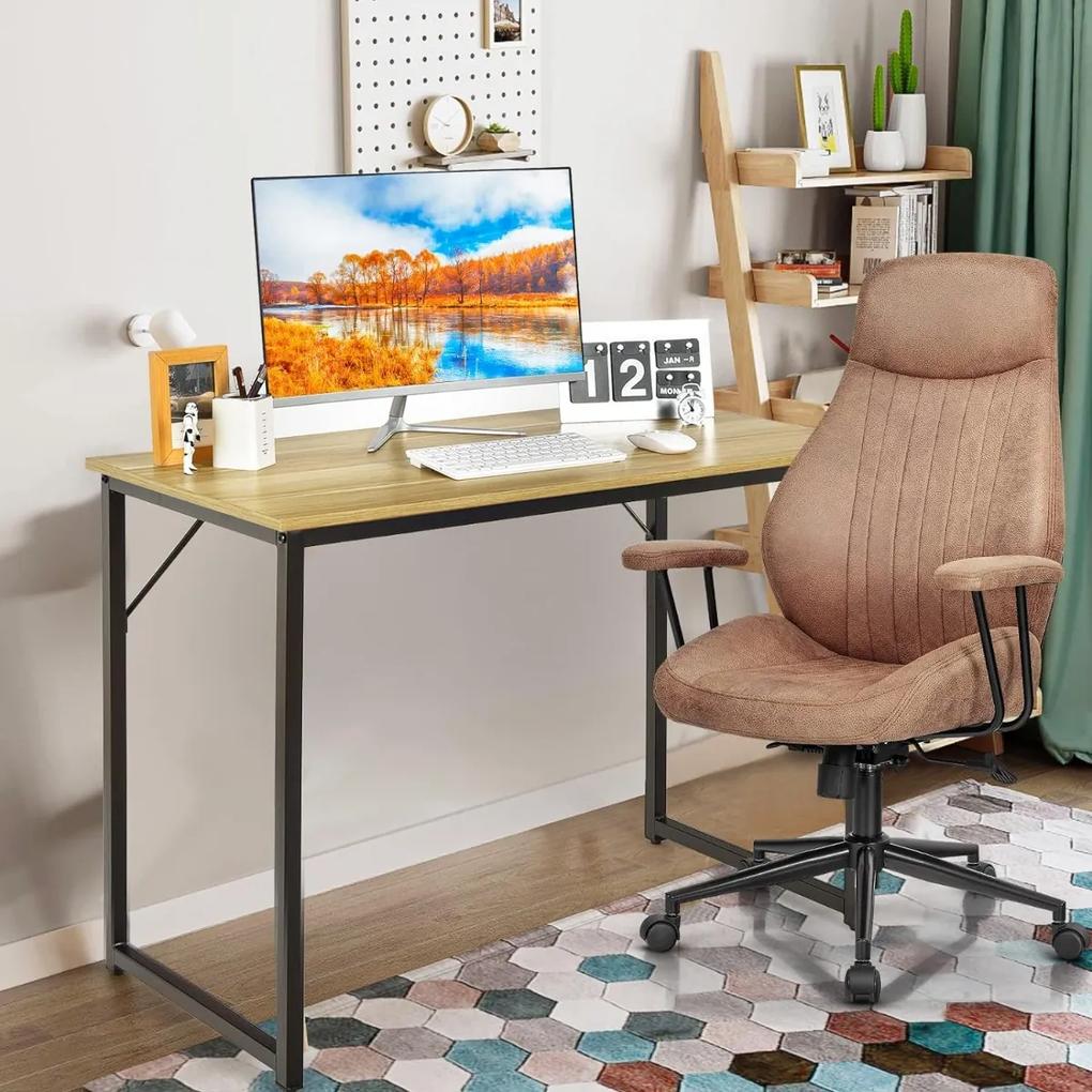 Secretária para PC com estrutura metálica robusta Almofadas ajustáveis Secretária compacta para escritório 100 x 50 x 50 x 77 cm Natural