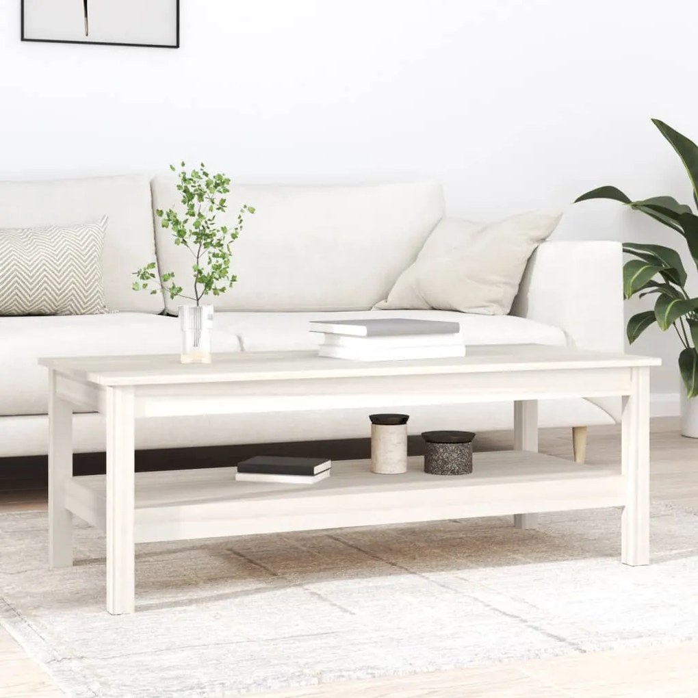 vidaXL Mesa de centro 110x50x40 cm pinho maciço branco