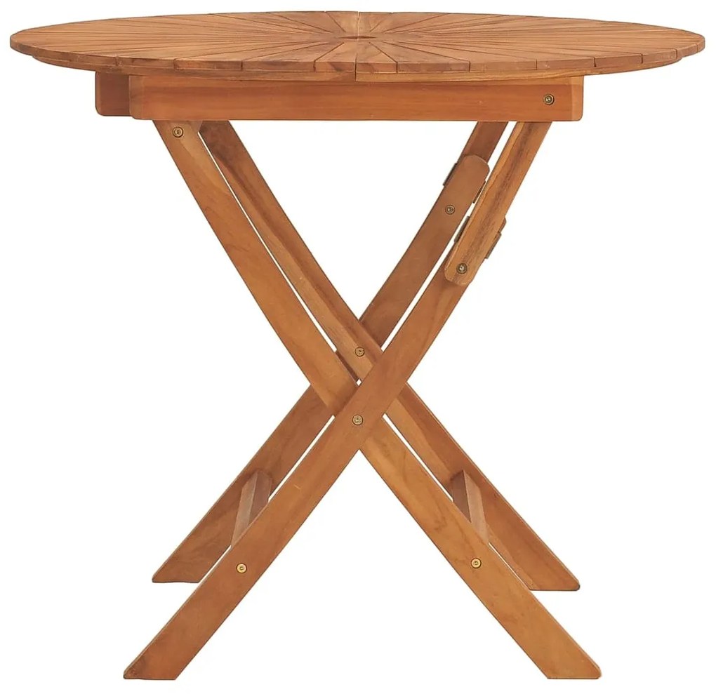 Mesa de jardim dobrável Ø 85x75 cm madeira de teca maciça