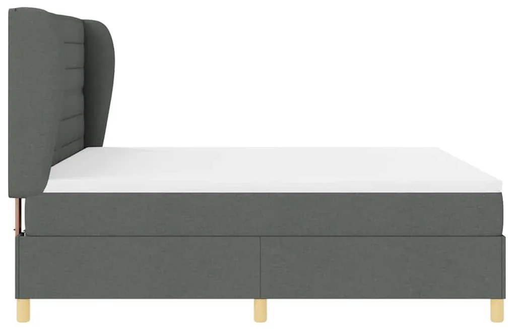 Cama Box Spring com Colchão em Cinza Escuro, 180x200 cm Tecido