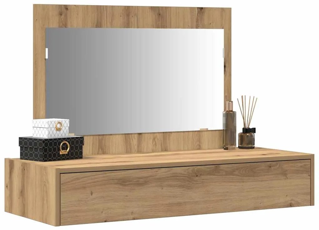 Mesa de Maquilhagem Suspensa em Carvalho Artesanal 100x40x70 cm