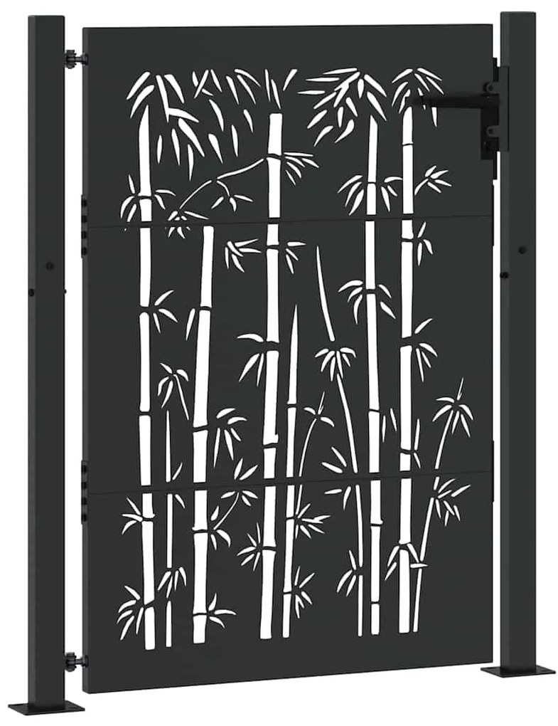 Portão de Jardim Preto 105 x 125 cm Aço com Revestimento em Pó