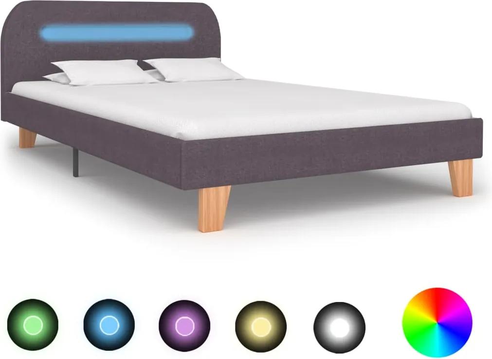 Estrutura cama c/ LEDs em tecido 120x200cm cinzento-acastanhado