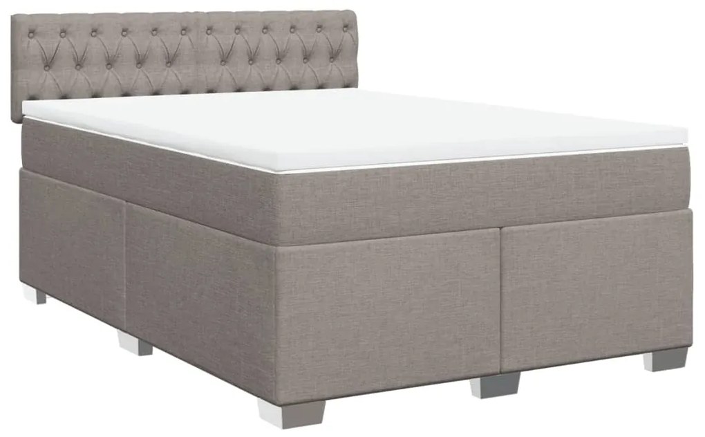 Cama com molas/colchão 140x200 cm tecido castanho-acinzentado