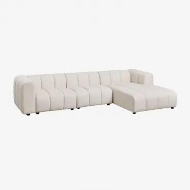 Sofá Modular Chaise Longue Direito De 3 Peças Em Tecido Bouclé Eliot Bouclé Bege Creme - Sklum