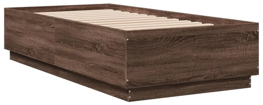Estrutura de cama 75x190 cm derivados madeira carvalho castanho