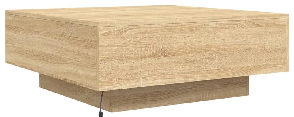 Mesa de centro com luzes LED 80x80x31 cm carvalho sonoma