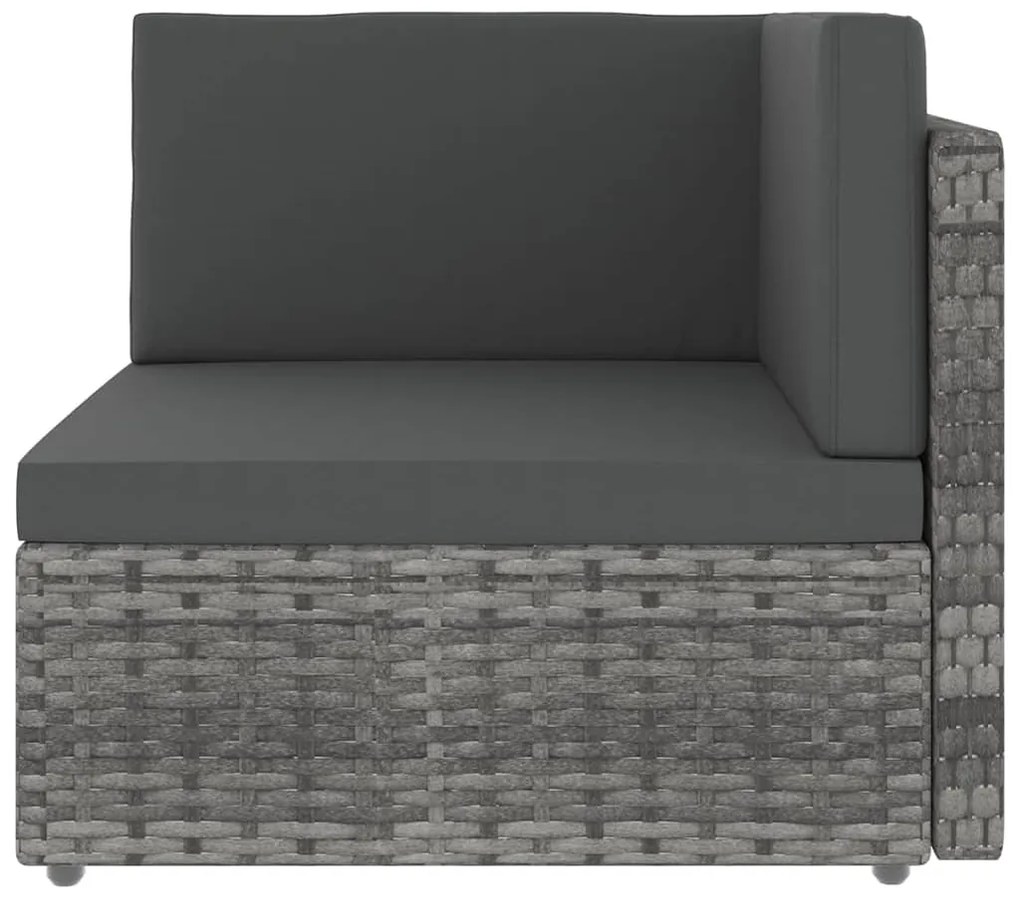 8 pcs conjunto lounge de jardim c/ almofadões vime PE cinzento