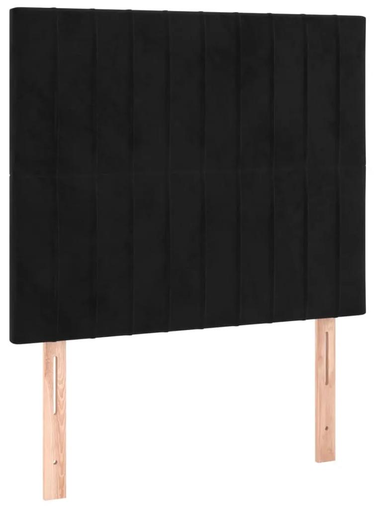 Cama box spring c/ colchão/LED 90x200 cm veludo preto