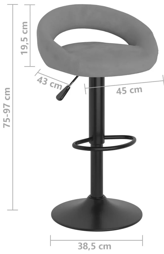 Bancos de bar 2 pcs veludo cinzento-claro
