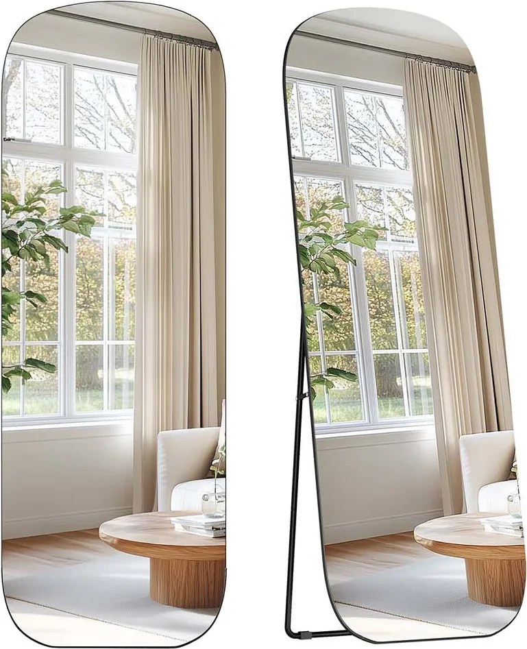 Espelho de corpo inteiro com cantos arredondados 160 x 50 cm Preto