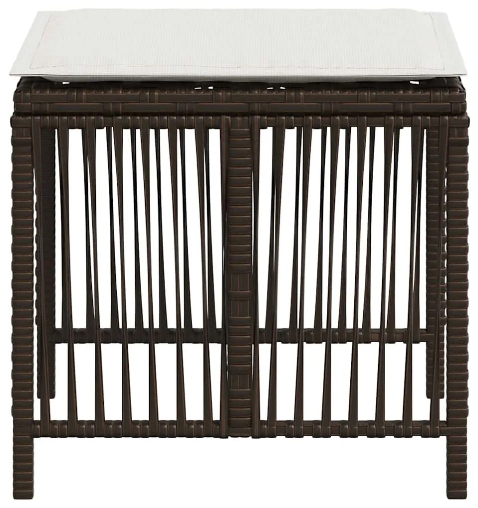 Bancos jardim com almofadões 4 pcs 41x41x36 cm vime PE castanho