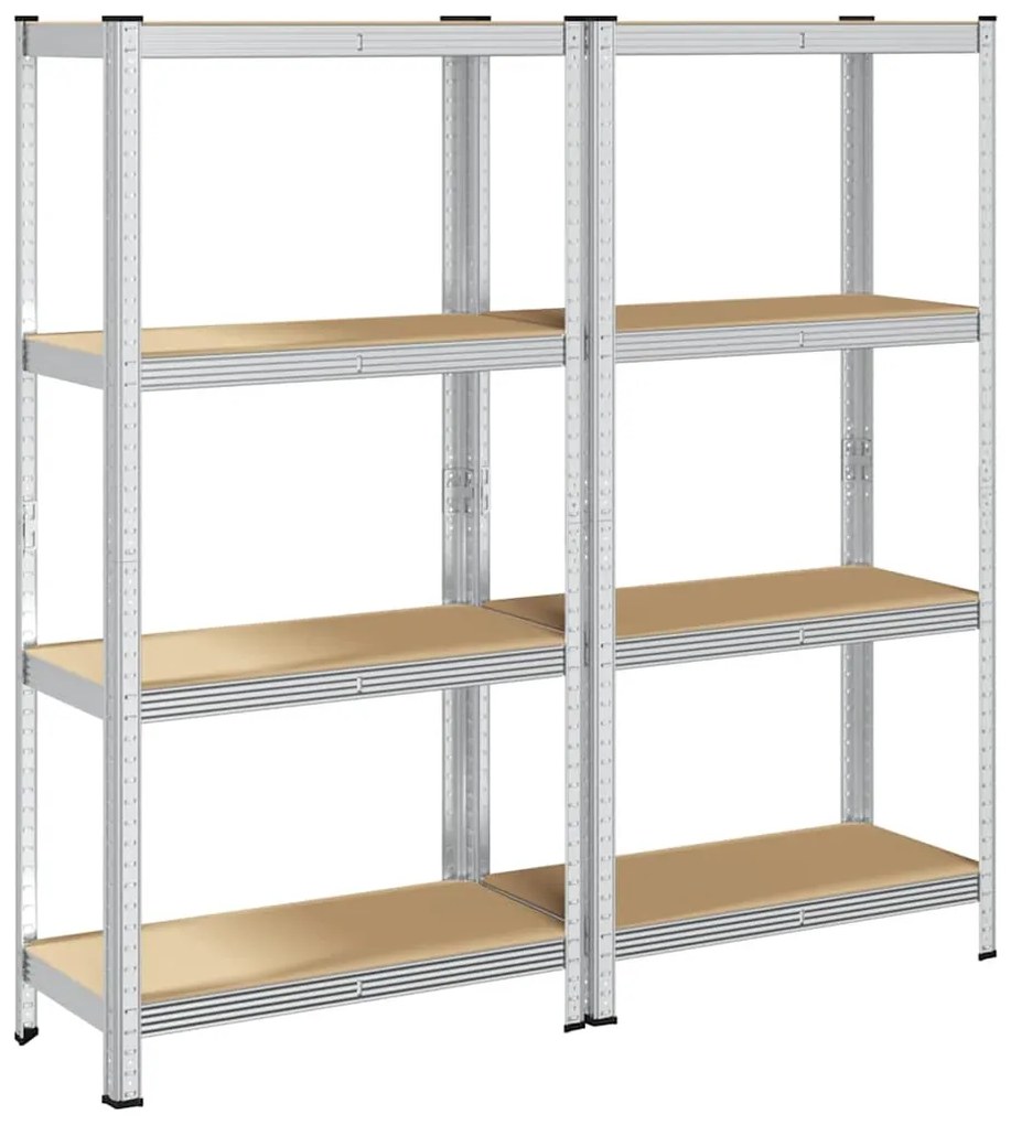 Prateleiras de armazenamento de 4 camadas 2 pcs aço prateado
