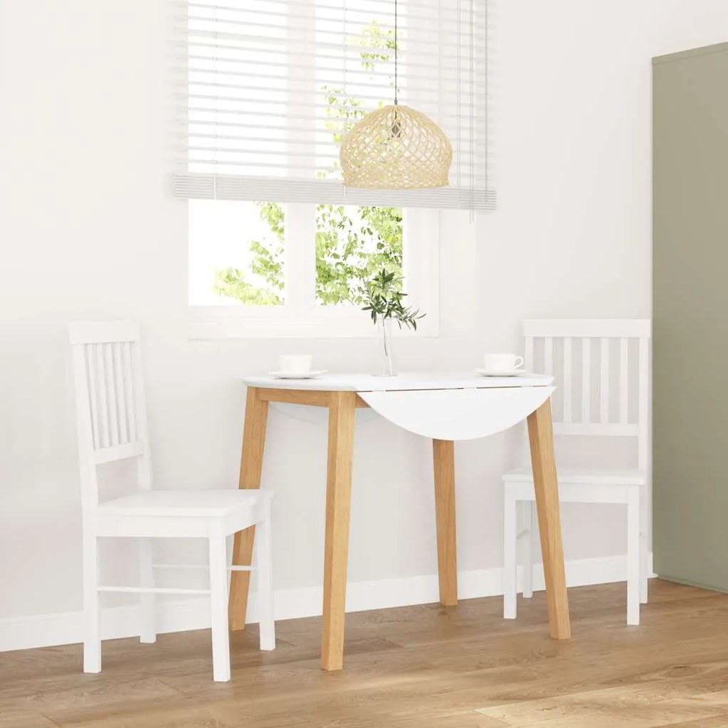 vidaXL Cadeiras de jantar 2 pcs madeira de seringueira maciça branco