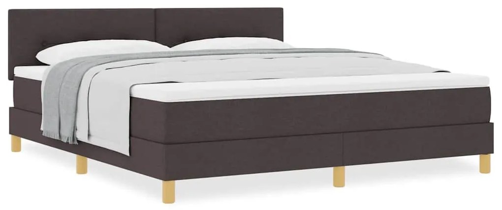 Cama Box Spring com Colchão Castanho Escuro 180x200 cm Tecido