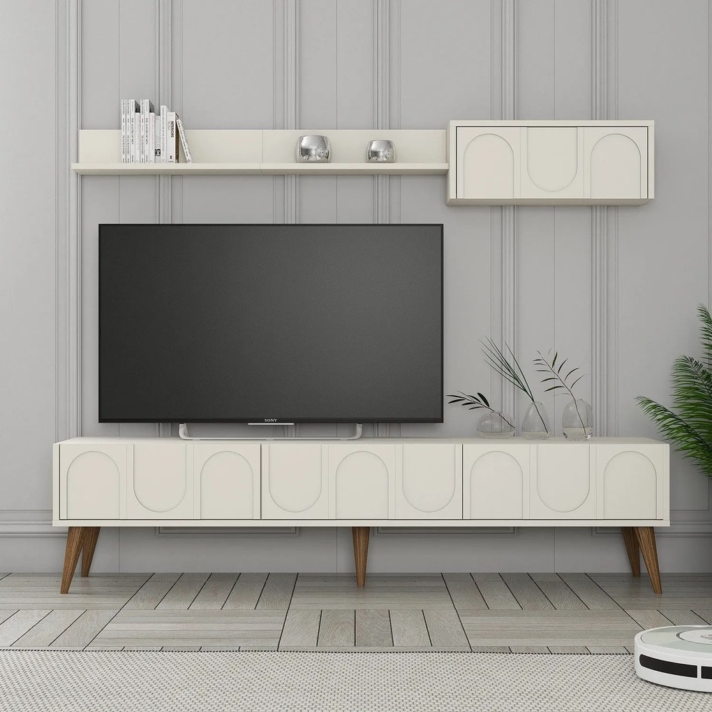 Unidade TV Lyon – Creme e Nogueira – 180x44x35 cm