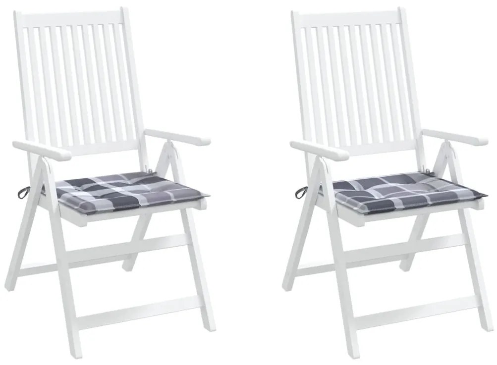 Almofadões cadeiras jardim 2pcs tecido oxford xadrez cinzento