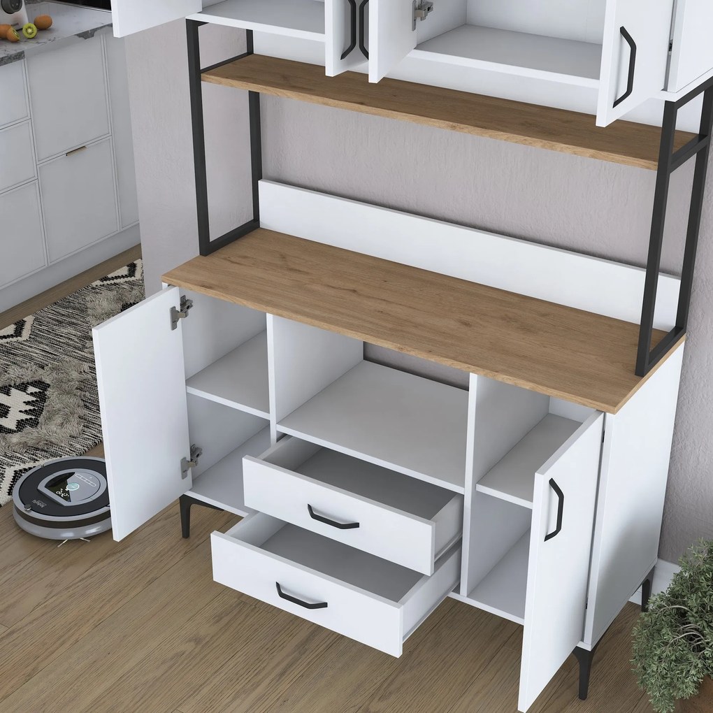 Armário Alto de Cozinha "Stella" - 120 x 198,6 x 40 cm - Nogueira e Br