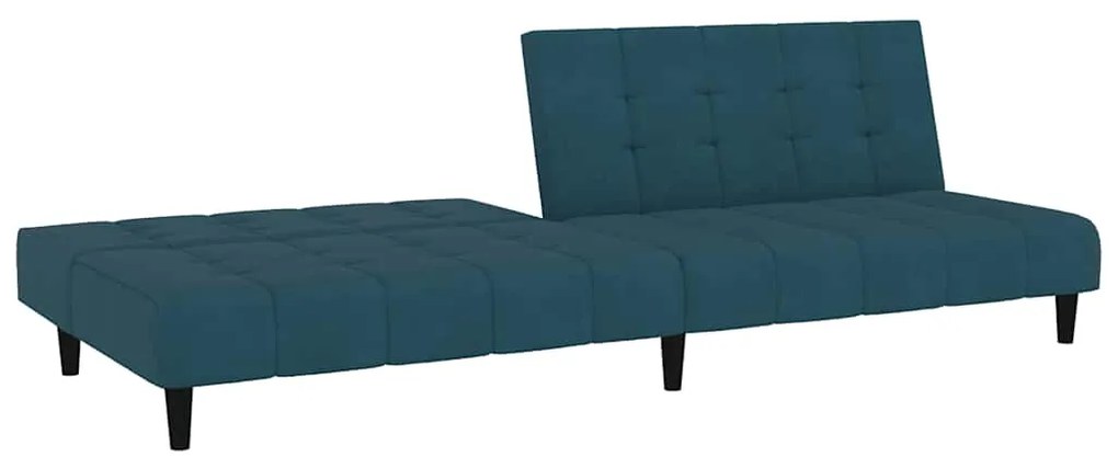 Sofá-cama de 2 lugares veludo azul