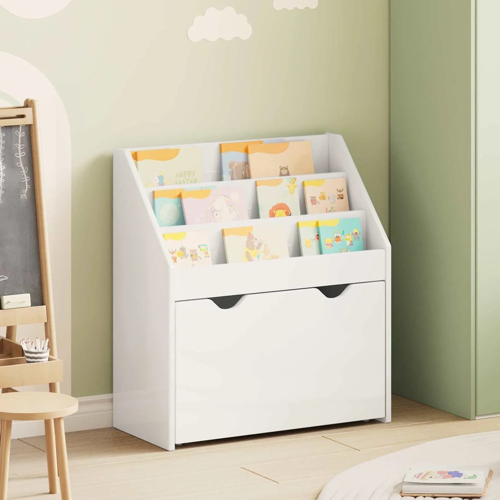 vidaXL Estante Infantil com gaveta Branco Brilhante 60 x 29,5 x 69 cm