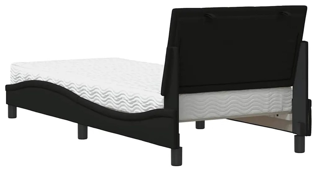 Cama com colchão 90x190 cm tecido preto