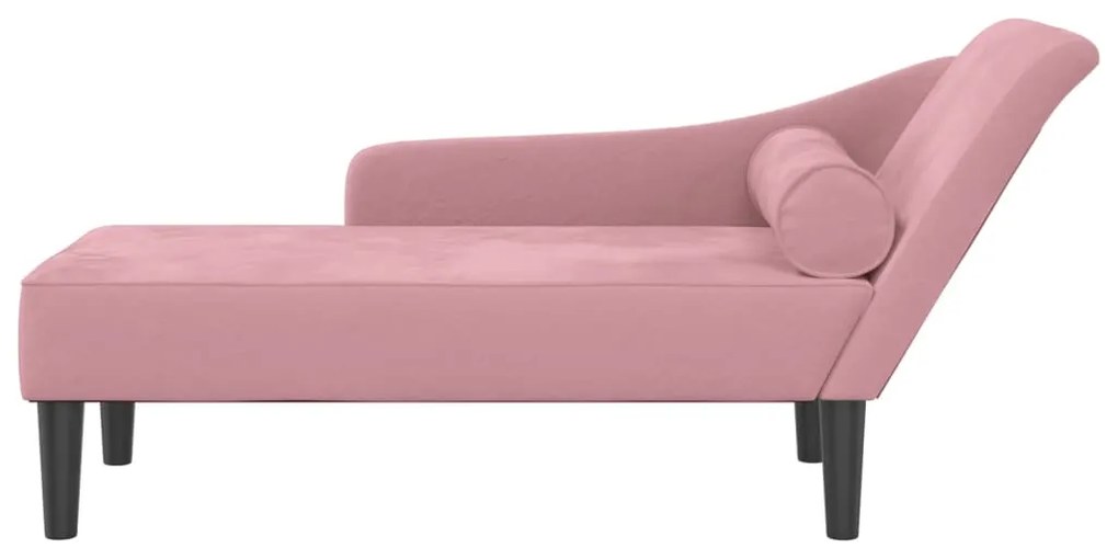 Chaise longue com almofadões veludo rosa