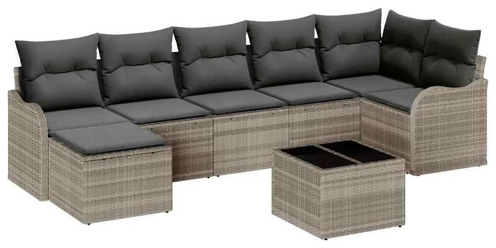 Conjunto de Sofá de Jardim vidaXL de 8 Peças com Almofadas Cinzento Ra