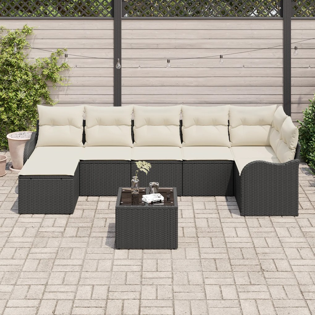 Conjunto de Sofá de Jardim vidaXL de 7 Peças com Almofadas Vime Sintét