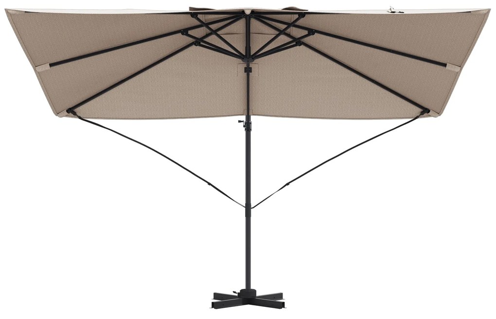 Guarda-sol de Braço Articulado Taupe Poliéster Grande Dobrável