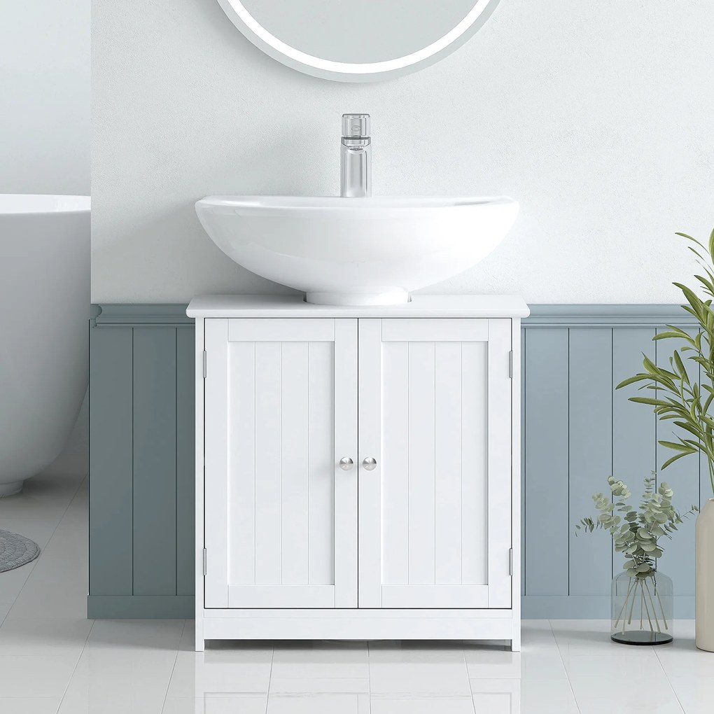 Móvel de casa de banho para lavatório (NÃO INCLUIDO) de 2 portas com prateleira 60 x 30 x 60  cm branco