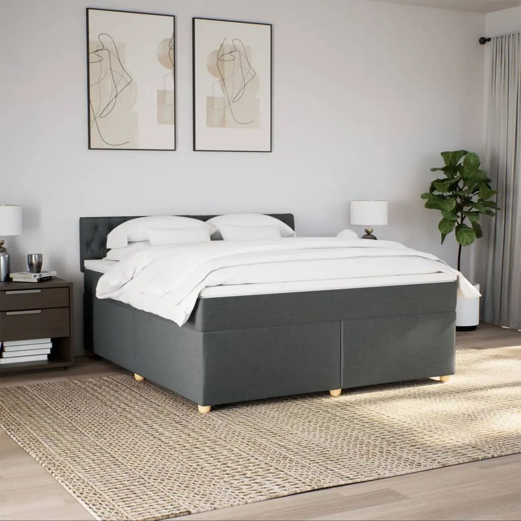 Cama com molas/colchão 180x200 cm tecido cinzento-escuro