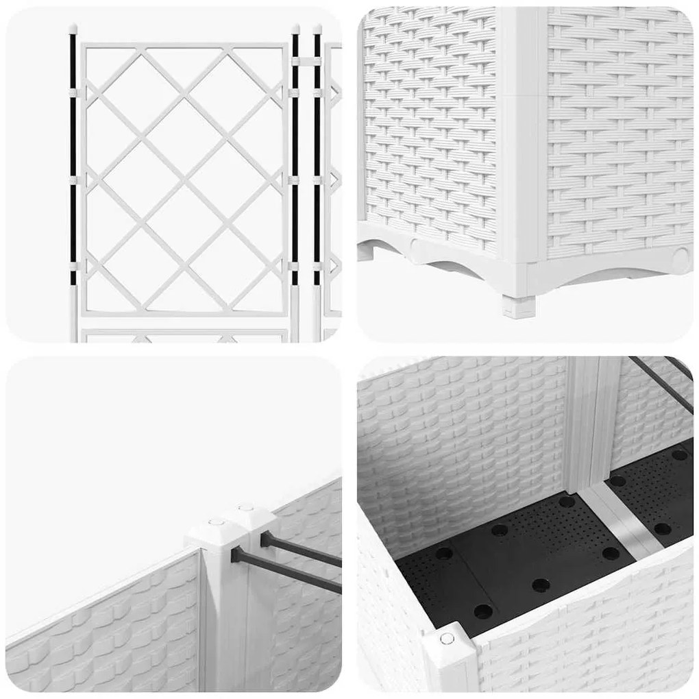 Jardineira com Treliça 5 pcs Branca 120x120x143 cm