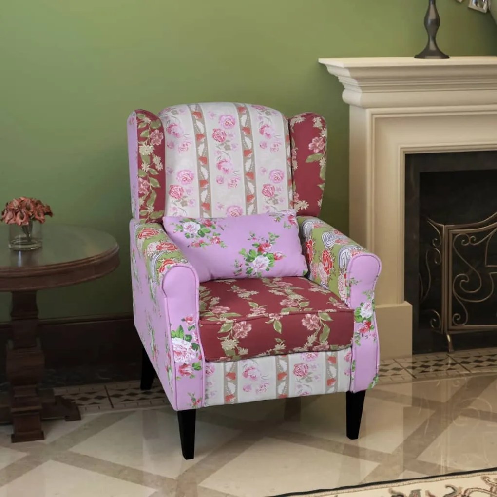 240490 vidaXL Poltrona de tecido com design de retalhos