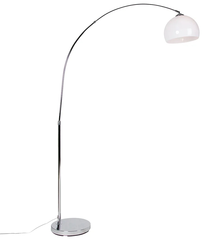Candeeiro de arco moderno cromado com cúpula branca - Arc Basic Design,Moderno,Retro