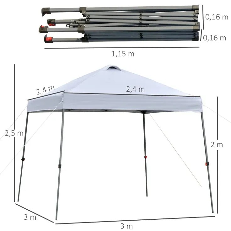 Tenda de Jardim Dobrável - Branco - 3x3m