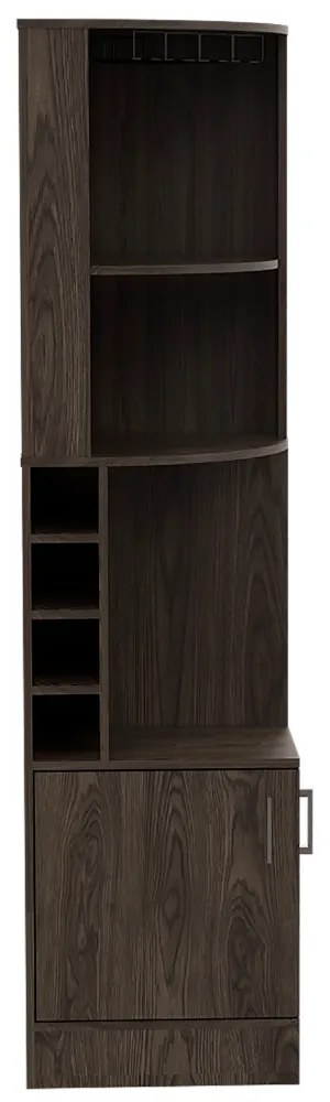 Bar de Canto com Suporte Copos, para sala, cozinha 180,6 cm a x 46,9 cm p x 46,9 cm, Castanho