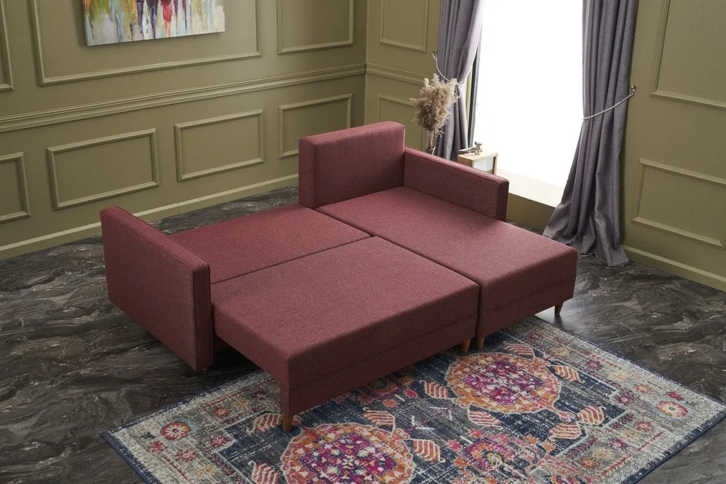 Sofá-Cama de Canto Aydam – Vermelho Claret – 215x80x150 cm