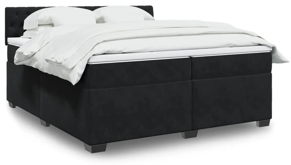 vidaXL Cama com molas/colchão 200x200 cm veludo preto