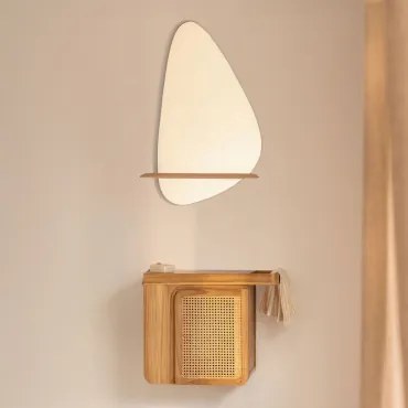 Conjunto De Móvel De Casa De Banho Suspenso Em Madeira De Teca Georgy Madeira De Teca & Sem Lavatório & Irregular Com Prateleira De Madeira - Sklum